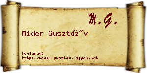 Mider Gusztáv névjegykártya
